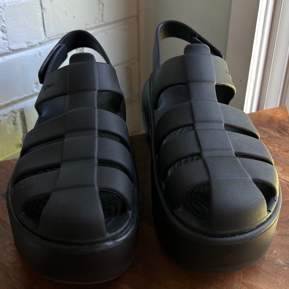 Crocs Stomp Platform Fisherman Sandal Black Women's 9 Chunky Alt Comfort Retro - Picture 4 of 7